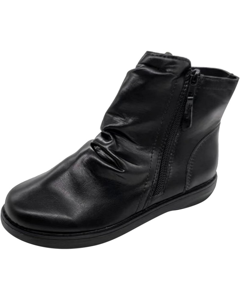 Chelsea Ankle Booties for Women, Retro Ankle Booties Zipper Short Boots Z-02 Black $21.83 Outdoor Shoes