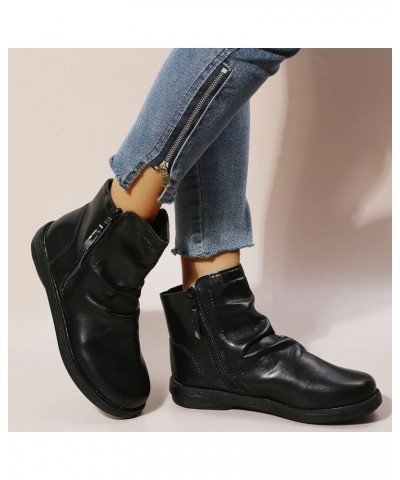 Chelsea Ankle Booties for Women, Retro Ankle Booties Zipper Short Boots Z-02 Black $21.83 Outdoor Shoes