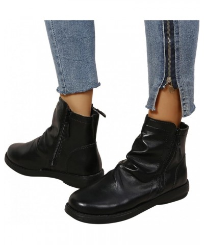 Chelsea Ankle Booties for Women, Retro Ankle Booties Zipper Short Boots Z-02 Black $21.83 Outdoor Shoes