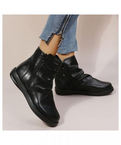 Chelsea Ankle Booties for Women, Retro Ankle Booties Zipper Short Boots Z-02 Black $21.83 Outdoor Shoes