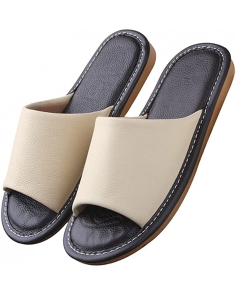 Unisex Slipper, Brown, EUR41-42, Four Seasons Leather Slippers for Men and Women, Indoor Open Toe Casual House Shoes EUR39-40...