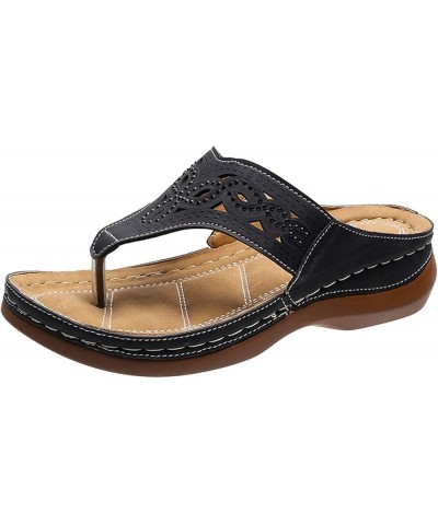 wedge sandals for women summer Women's Wedge Sandals with Arch Support Breathable Thick-soled Outdoor Sandals Black $15.63 Sa...