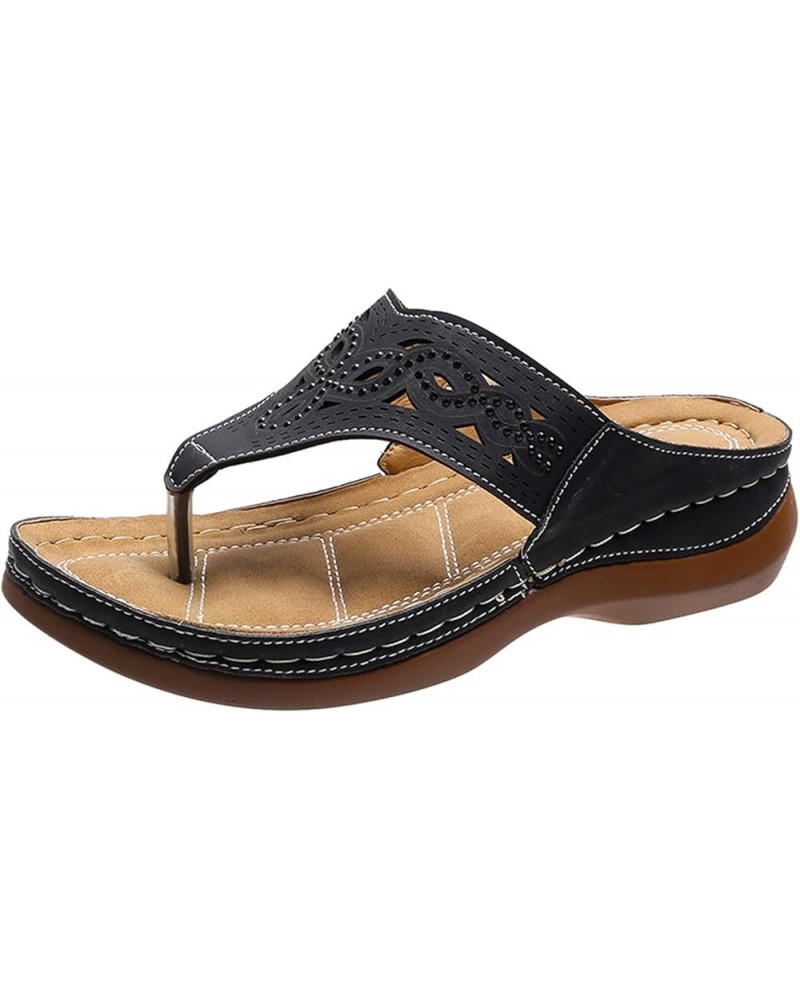 wedge sandals for women summer Women's Wedge Sandals with Arch Support Breathable Thick-soled Outdoor Sandals Black $15.63 Sa...