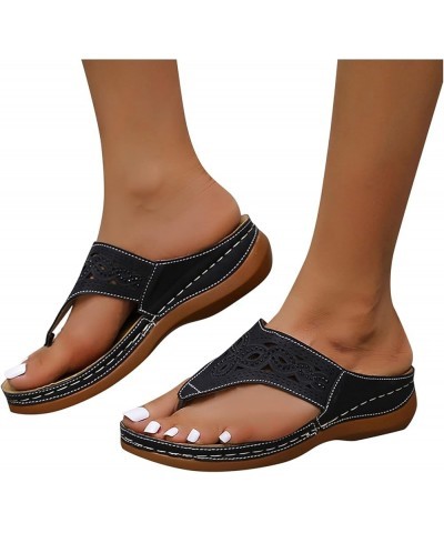 wedge sandals for women summer Women's Wedge Sandals with Arch Support Breathable Thick-soled Outdoor Sandals Black $15.63 Sa...