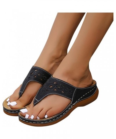 wedge sandals for women summer Women's Wedge Sandals with Arch Support Breathable Thick-soled Outdoor Sandals Black $15.63 Sa...