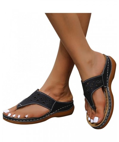 wedge sandals for women summer Women's Wedge Sandals with Arch Support Breathable Thick-soled Outdoor Sandals Black $15.63 Sa...