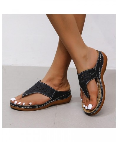 wedge sandals for women summer Women's Wedge Sandals with Arch Support Breathable Thick-soled Outdoor Sandals Black $15.63 Sa...