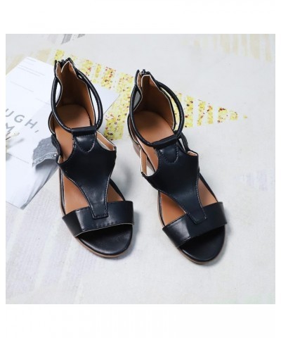 Wedge Sandals for Women, Summer Sandals for Women 2024 Breathable Peep Toe Platform Wedge Zip Up Sandals Shoes Black $11.47 O...