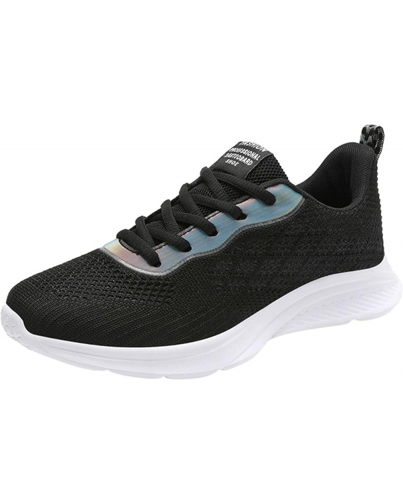 Women Sneakers Fashionable New Pattern Mesh Fabric Breathable Comfortable Flat Bottom Non Slip Running Sneaker for Women Blac...