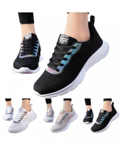 Women Sneakers Fashionable New Pattern Mesh Fabric Breathable Comfortable Flat Bottom Non Slip Running Sneaker for Women Blac...