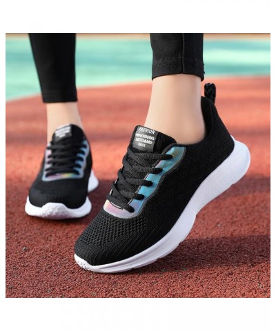 Women Sneakers Fashionable New Pattern Mesh Fabric Breathable Comfortable Flat Bottom Non Slip Running Sneaker for Women Blac...