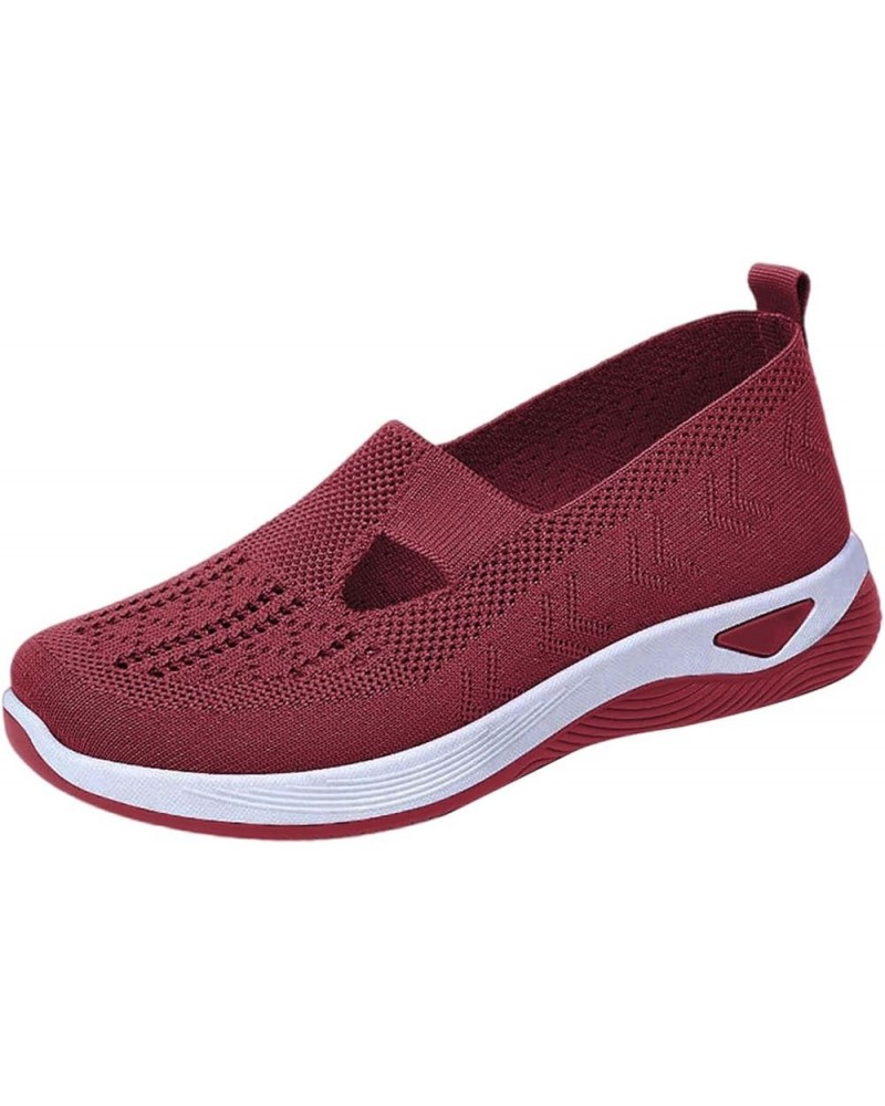 Womens Knit Mesh Walking Shoes Breathable Slip On Arch Support Slip On Foam Shoes Lightweight Orthopedic Casual Jogging Shoes...