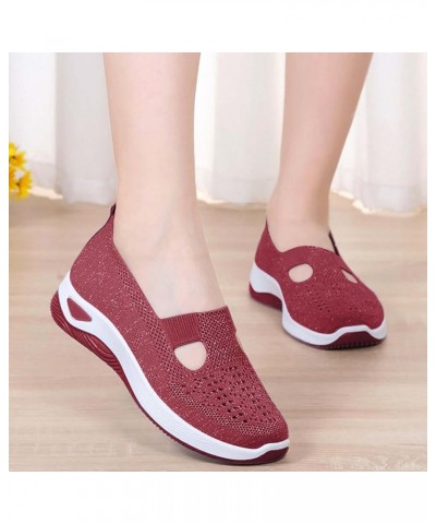 Womens Knit Mesh Walking Shoes Breathable Slip On Arch Support Slip On Foam Shoes Lightweight Orthopedic Casual Jogging Shoes...