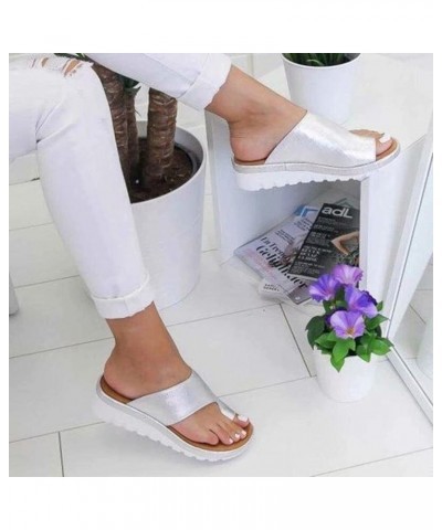 Women Set Toe Wedges Sandals Summer Flat Casual Home Slippers Female Ring Toe Hollow Comfortable Platform Beach Flip-Flops Br...