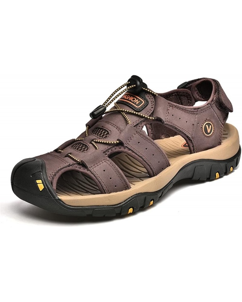 Leather Mens Beach Shoes Summer Outdoor Sandals and Slippers 9 Coffee $25.37 Sandals