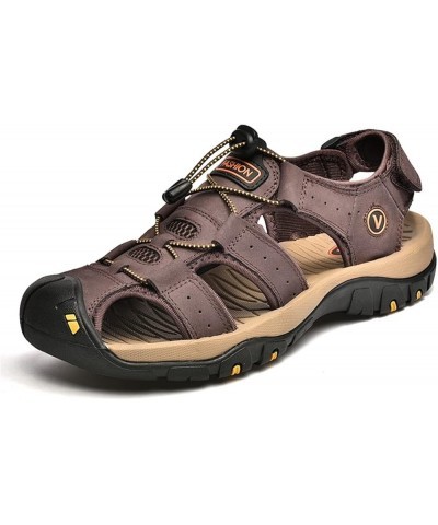 Leather Mens Beach Shoes Summer Outdoor Sandals and Slippers 9 Coffee $25.37 Sandals