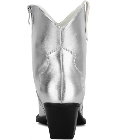 Women's Wales Metallic Faux Leather Bootie Silver $26.84 Boots