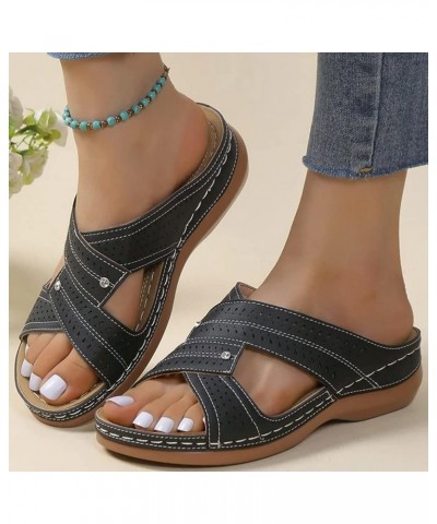 Orthopedic Shoes for Women Plantar Fasciitis Womens Walking Sandals Comfortable Dressy Sandals Black Sandals Women Flat Dress...