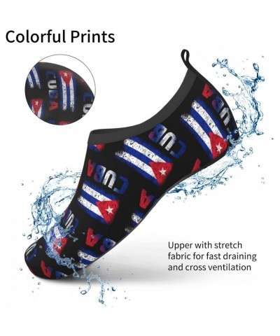 Womens Water Shoes Walking Swim Shoes Men (Grunge Cuban Flag Pattern) Non-Slip Quick Dry Aqua Socks for Adults Swim Socks San...