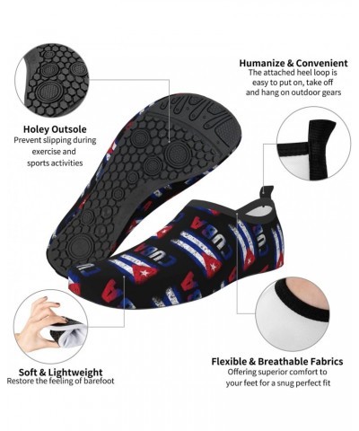 Womens Water Shoes Walking Swim Shoes Men (Grunge Cuban Flag Pattern) Non-Slip Quick Dry Aqua Socks for Adults Swim Socks San...