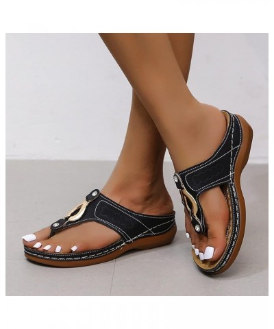 Sandals for Women Casual Summer,Women's Wedge Platform Sandals Slip On Two Strap Sandals Open Toe Slippers Flip Flops Z14 Bla...