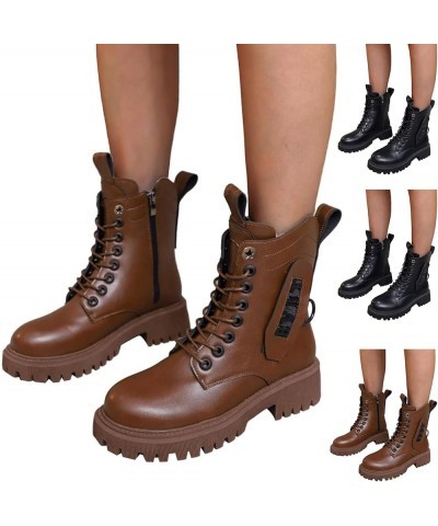 Black Platform Boots Short Wellies Women Zipper Knee High Boots Fashion Bow Snow Boots F-brown $25.13 Boots