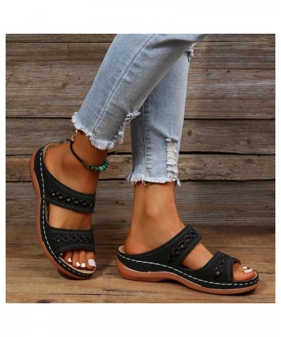 Women'Sandanls Thick Chunky Heeled Slippers Buckle Open Toe Lazy Slip On Female Casual Shoes for Summer Comfort Wedge Wide Fe...