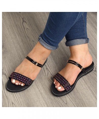 thong sandals for women low heel womens slip flat sandals comfy sandals for women wedding shoes Z 03-black $11.96 Sandals