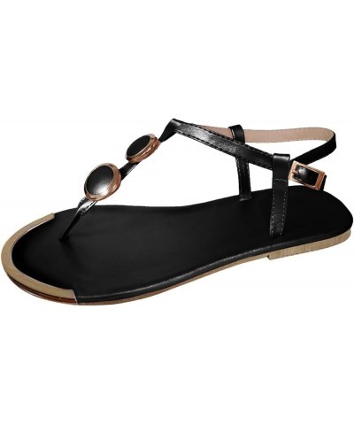 Beach Sandals Summer Sandals Fashion Lace Strap Flip Sandal for Women Slip On Flat Shoe Black $15.05 Sandals