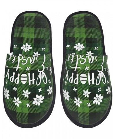 Houndstooth Black And White Print Women'S Cozy Life No Slip Slippers Accessory- Happy Easter $9.39 Slippers