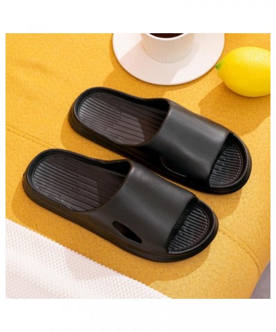 Thick Sole Diagonal Heel Fashionable Anti Slip Beach Slippers Soft Sole Bathroom Household Lightweight Slippers Black $8.80 S...