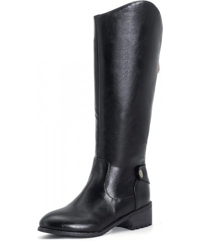 Women Zip Tall Boots Women Chunky Heel Riding Bots Women Round Toe Winter Riding Boots Black $34.80 Boots