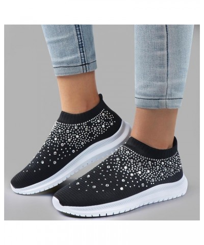 Slip On Sneakers Women Wide Width Walking Running Shoes Ladies Slip-on Mesh Lightweight Breathable Tennis Shoes W-black $16.1...