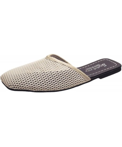 Women Breathable Open Toe Slippers Flat Mesh and Summer Casual Sandals Toe Slipper Empty Baotou Back Women's Slipper (Beige, ...