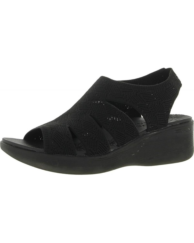 Women's Pier-lite-Memory Maker Wedge Sandal Black/Black $20.70 Sandals