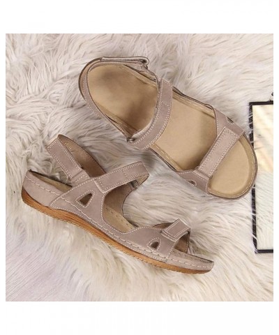 Womens Sandals Wedge Platform Sandals Adjustable Flip-Flop Roman Buckle Strappy Zipper Flat Walking Sandals LS2 Grey $17.39 S...