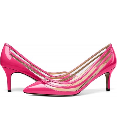 Womens Pointed Toe Pumps Low Kitten Dressy Heels Clear Pumps Slip On Wedding Bridal Dress Shoes Hot Pink $14.35 Pumps