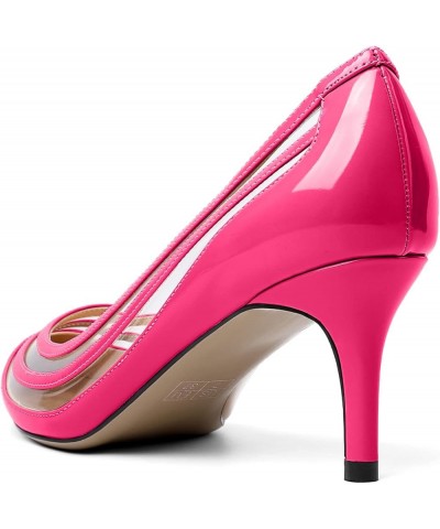 Womens Pointed Toe Pumps Low Kitten Dressy Heels Clear Pumps Slip On Wedding Bridal Dress Shoes Hot Pink $14.35 Pumps