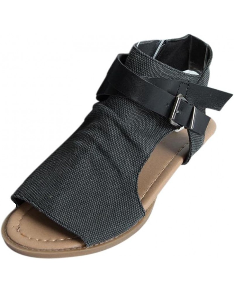 Womens Sandal Summer Shoes for Women 2023 Trendy Wrap Around Sandals Vintage Fishing Mouth Shoes with Jeans Black $13.32 Sandals