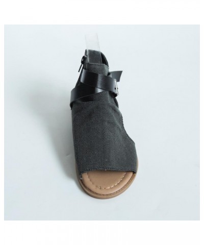 Womens Sandal Summer Shoes for Women 2023 Trendy Wrap Around Sandals Vintage Fishing Mouth Shoes with Jeans Black $13.32 Sandals