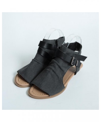 Womens Sandal Summer Shoes for Women 2023 Trendy Wrap Around Sandals Vintage Fishing Mouth Shoes with Jeans Black $13.32 Sandals