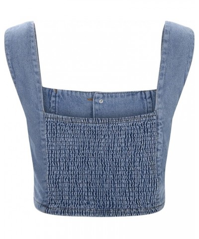 Top Set Women Casual Loose Comfortable Sleeveless Vest Crop Tops Teen Girls Blue - Women Fashion Denim Vest $11.18 Athletic S...