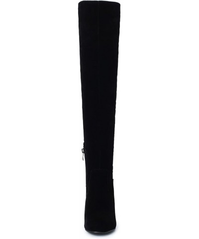 Women's Simple Stiletto Above the Knee Boots with Zipper Matt Black $30.59 Boots