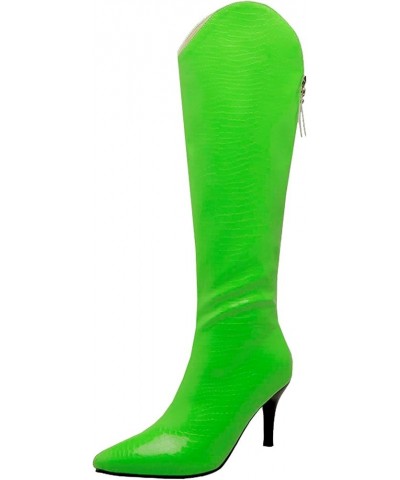 Women Stiletto Mid Calf Boots, Fashion Dress Boots Slip On High Heel Long Boots Pointed Toe, Size 3-12.5 Green-4 $32.15 Boots