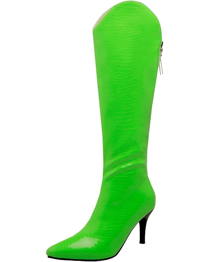 Women Stiletto Mid Calf Boots, Fashion Dress Boots Slip On High Heel Long Boots Pointed Toe, Size 3-12.5 Green-4 $32.15 Boots