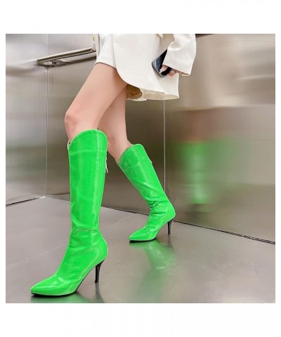 Women Stiletto Mid Calf Boots, Fashion Dress Boots Slip On High Heel Long Boots Pointed Toe, Size 3-12.5 Green-4 $32.15 Boots