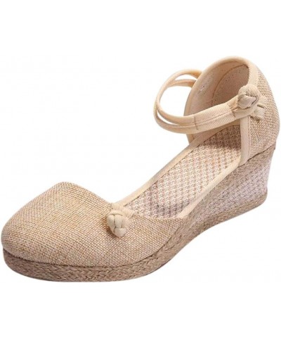 Women's Strappy Lace Up Thong Ankle Strap Summer Low Heels Sandals Arch Support Orthopedic Slides Shoe 159-htrns-beige-a $9.6...