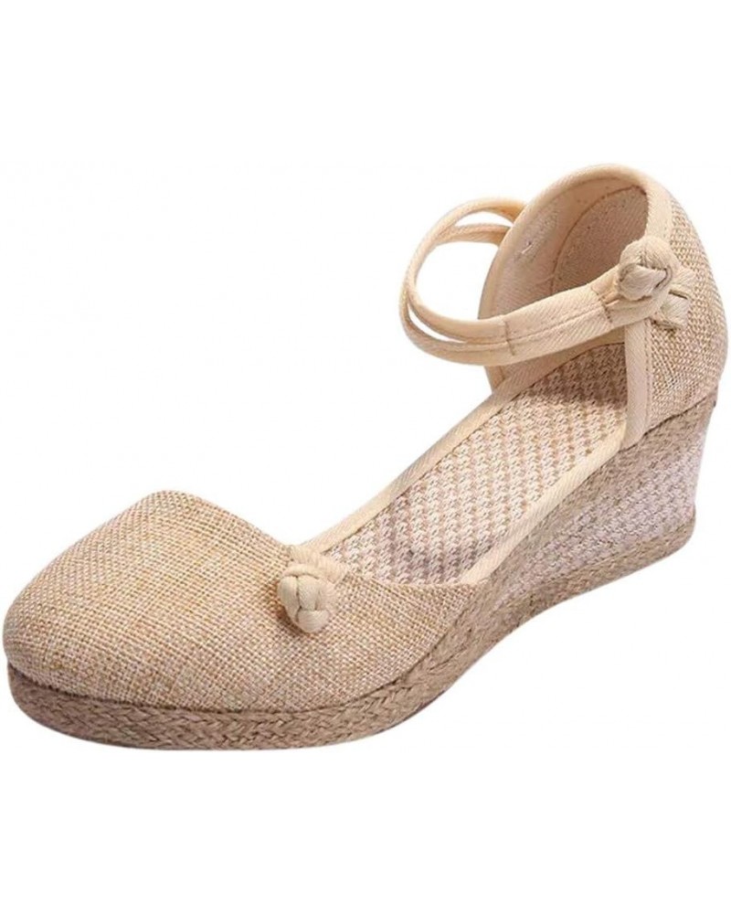 Women's Strappy Lace Up Thong Ankle Strap Summer Low Heels Sandals Arch Support Orthopedic Slides Shoe 159-htrns-beige-a $9.6...