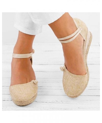 Women's Strappy Lace Up Thong Ankle Strap Summer Low Heels Sandals Arch Support Orthopedic Slides Shoe 159-htrns-beige-a $9.6...