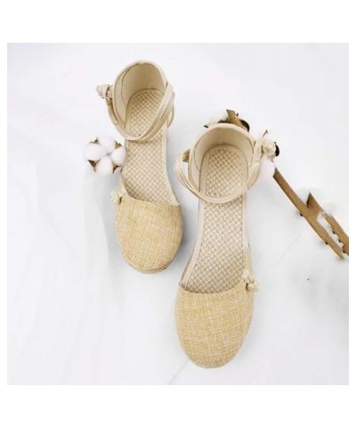 Women's Strappy Lace Up Thong Ankle Strap Summer Low Heels Sandals Arch Support Orthopedic Slides Shoe 159-htrns-beige-a $9.6...